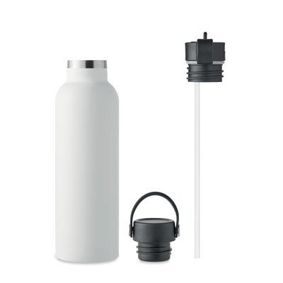 Botella Aislante Inox con 2 Tapones Blanco