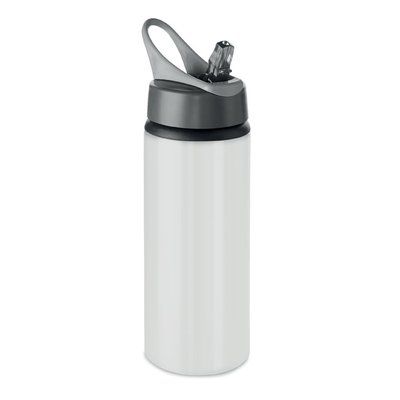 Botella Aluminio 600ml con Pajita Blanco