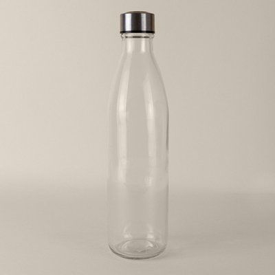 Botella Cristal 1L Tapa Acero Inox