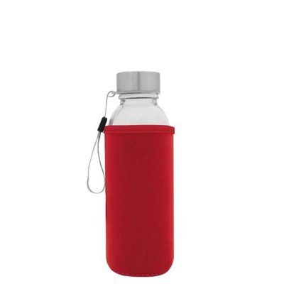 Botella Cristal 420ml con Funda Rojo