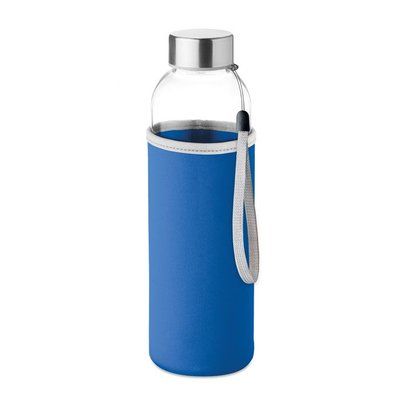 Botella de cristal con funda de neopreno (500 ml) Azul Royal