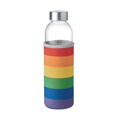 Botella de cristal con funda de neopreno (500 ml) Multicolor