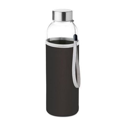 Botella de cristal con funda de neopreno (500 ml) Negro