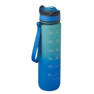 Botella deportiva 1L con pajita boquilla y marcador Azul Royal