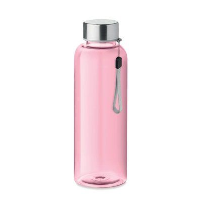 Botella personalizada de agua  con corre en tritán sin BPA 500ml Rosa Transparente