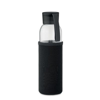 Botella Vidrio Reciclado 500ml con Funda Negro