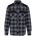 Camisa a cuadros algodón con bolsillos Storm Grey / Navy Checked / Black 4XL