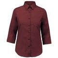 Camisa popelina media manga mujer Wine L