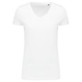 Camiseta algodón chica cuello pico Blanco L