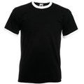 Camiseta de algodón con cuello contrastado Black / White 3XL