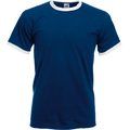 Camiseta de algodón con cuello contrastado Navy / White XXL