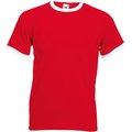 Camiseta de algodón con cuello contrastado Red / White XXL