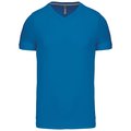 Camiseta de algodón con cuello de pico Azul XXL