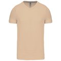 Camiseta de algodón con cuello de pico Beige XXL