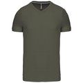 Camiseta de algodón con cuello de pico Dark Khaki XXL