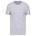 Camiseta de algodón con cuello de pico Gris 3XL