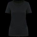 Camiseta algodón cuello pico mujer Black S