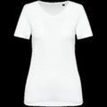 Camiseta algodón cuello pico mujer White L