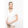 Camiseta algodón cuello pico mujer