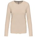 Camiseta algodón de manga larga mujer Beige M