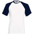 Camiseta de Béisbol Cuello y Mangas Contrastadas Blanco S