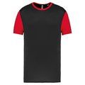 Camiseta bicolor adulto poliéster Black / Sporty Red 3XL