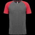 Camiseta bicolor Cuello redondo Grey Heather / Sporty Red Heather 3XL