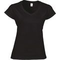 Camiseta cuello de pico para mujer de corte entallado Black XXL