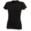 Camiseta cuello redondo mujer algodón Negro M