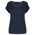 Camiseta lino cuello redondo mujer Azul XXL