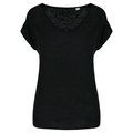 Camiseta lino cuello redondo mujer Black XL