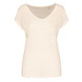 Camiseta lino cuello redondo mujer Blanco XS