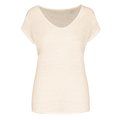 Camiseta lino cuello redondo mujer Ivory L