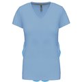 Camiseta de manga corta cuello pico mujer Azul M