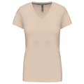 Camiseta de manga corta cuello pico mujer Beige XXL