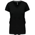 Camiseta de manga corta cuello pico mujer Black 3XL