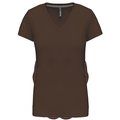 Camiseta de manga corta cuello pico mujer CHOCOLATE S