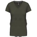 Camiseta de manga corta cuello pico mujer Dark Khaki S