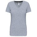 Camiseta de manga corta cuello pico mujer Gris XL