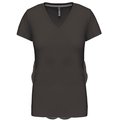 Camiseta de manga corta cuello pico mujer Gris XL