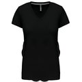 Camiseta de manga corta cuello pico mujer Negro XL