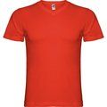 Camiseta manga corta escote en pico tubular Rojo XL