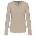 Camiseta manga larga mujer algodón entallada Beige 3XL