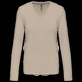 Camiseta manga larga mujer algodón entallada Beige M