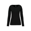 Camiseta manga larga mujer y cuello redondo Black XXL