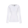 Camiseta manga larga mujer y cuello redondo White XXL