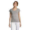 Camiseta Mujer Entallada Algodón Escote Pico Gris XL