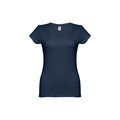 Camiseta Mujer Entallada de Algodón Escote V Azul S