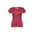 Camiseta Mujer Entallada de Algodón Escote V Rojo matizado S