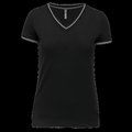 Camiseta de punto piqué mujer Black / Light Grey / White XL